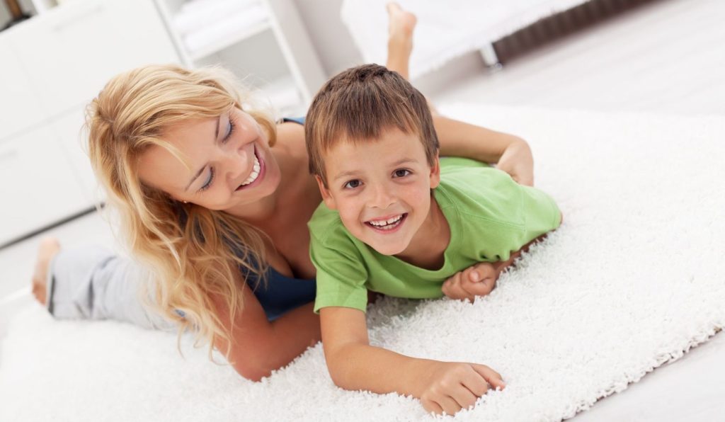 Woman and Son on Carpet